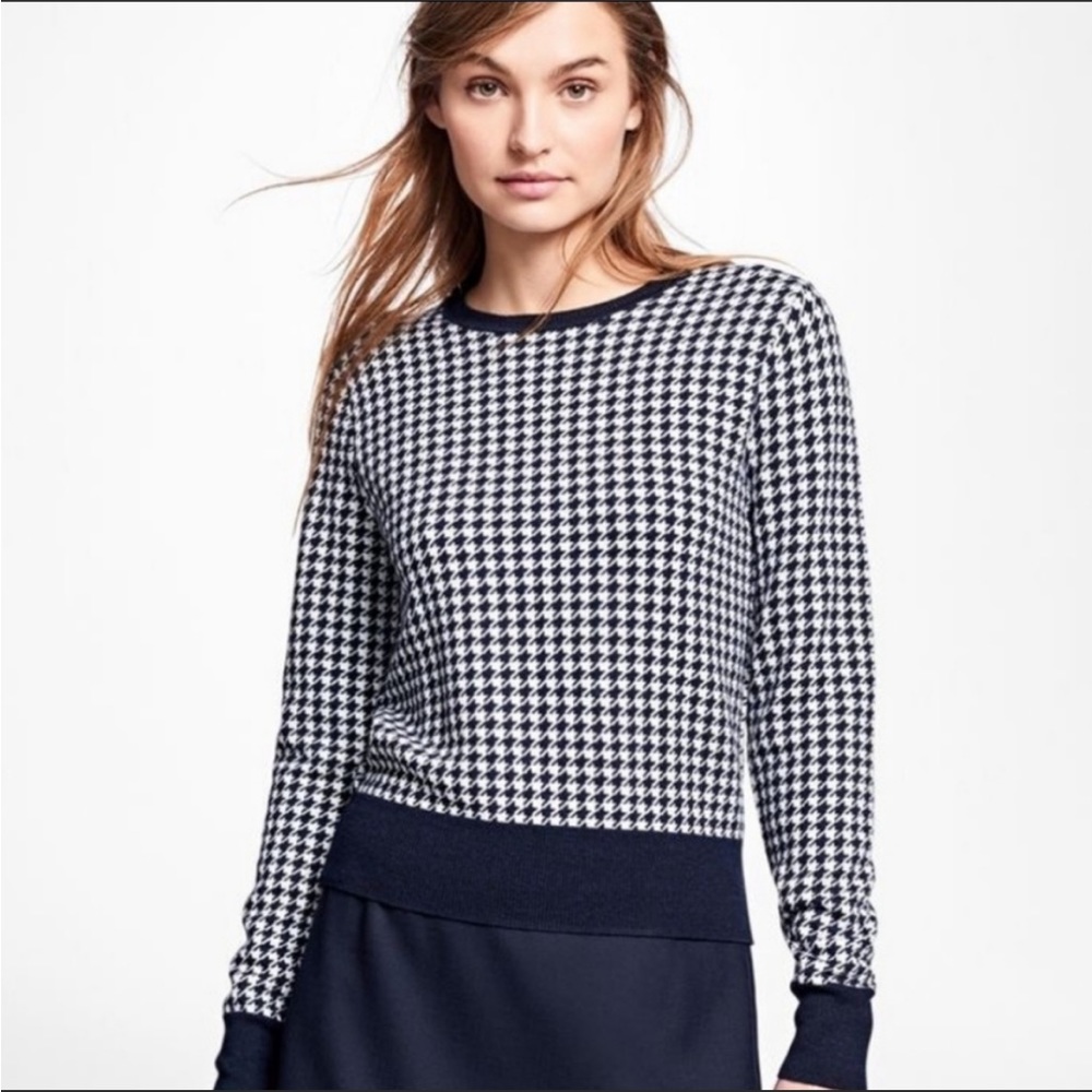 Brooks brothers wool houndstooth sweater